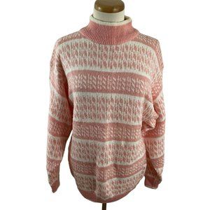 Vintage 80s 90s Idioms Women's M Acrylic Sweater Pink Novelty